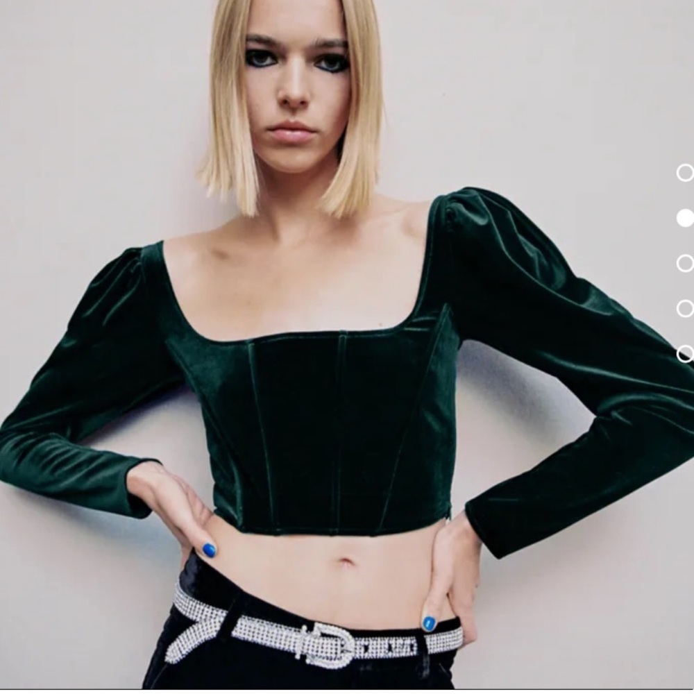 Zara green velvet corset top size S